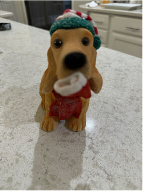 Russ Berrie Christmas Holiday Bobblehead Dog 9"